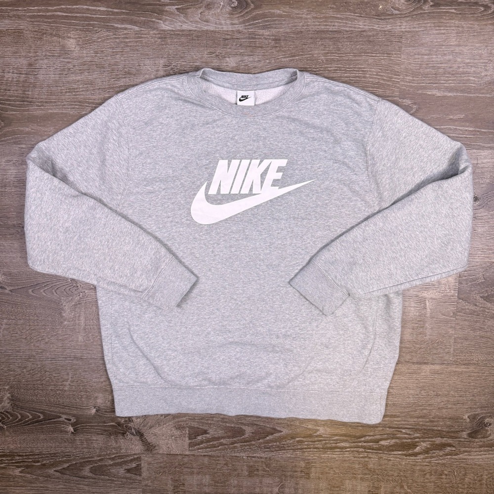 Nike Sweatshirt Mens XL Gray Graphic Logo Gym Athleisure Sportswear Fleece‎